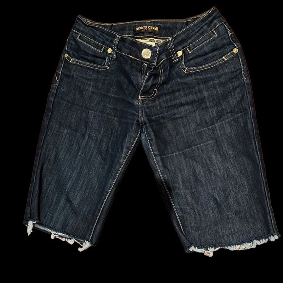 Roberto Cavalli  Made in Italy Denim shorts Fringe Detail Sz 30/34 - Picture 16 of 17